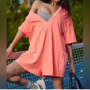 Free People Fp Movement Coral Oversized Hot Shot Romper Tee Size XS